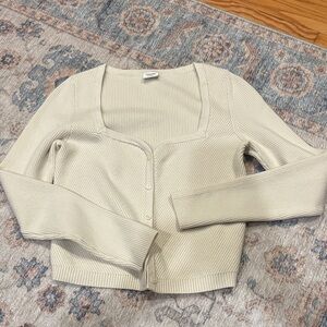 Abercrombie & Fitch Cream Ribbed Cardigan